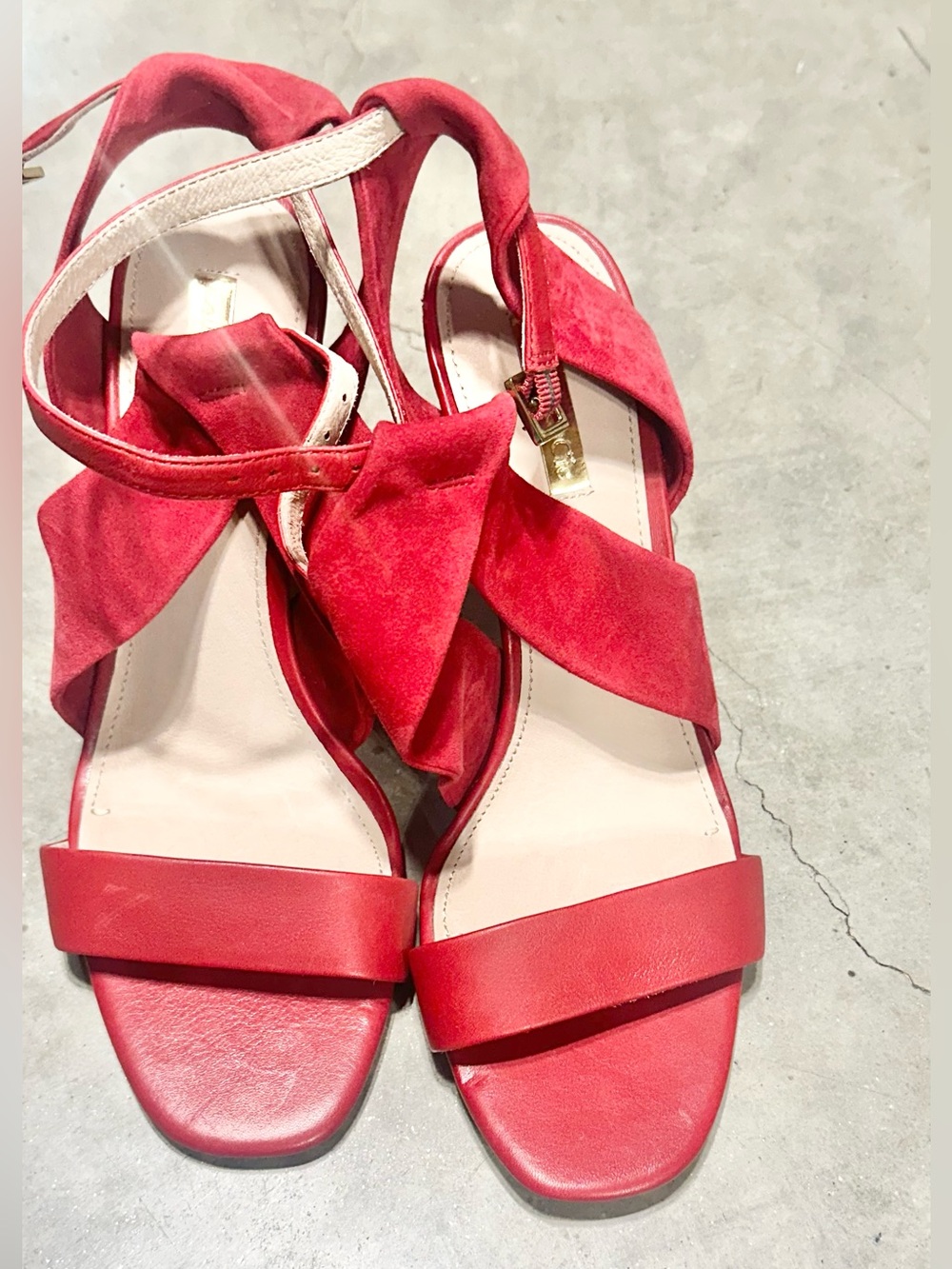 Louise Et Cie Red Women’s Strappy Suede Sandals - Stylish Summer Heels- 8